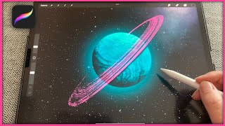 Male diesen Planeten in Procreate Digital Art Tutorial [upl. by Ocirrej]