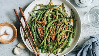 Air Fryer Garlic Green Beans Recipe [upl. by Annovaj]