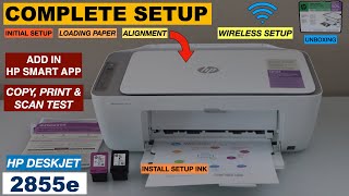 HP DeskJet 2855e Setup Install Setup Ink Load Paper Wireless Setup Copy Print amp Scan Review [upl. by Balkin]