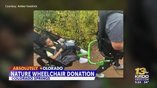 Colorado Springs boy with cerebral palsy gifted nature wheelchair [upl. by Akerdnahs]