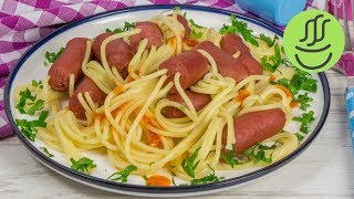 2 Malzeme ile 🍝 MAKARNA TARİFİ 💯  Çocuklar çıldıracak Sosisli Makarna Tarifi [upl. by Noryk952]