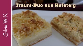 Puddingkuchen  Apfelmuskuchen  mit Streusel  Traumduo aus Hefeteig [upl. by Davidson]