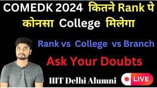 COMEDK 2024 Rank vs College vs Branch  Ask Your Doubts Cutoff Analysis [upl. by Stegman]