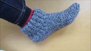 Knitting adult size slippers with a french accent  Beginners [upl. by Wallache]