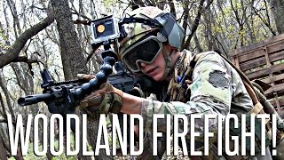 WOODLAND FIREFIGHT  Airsoft feat USAirsoft  Krytac Mk2 SPR Gameplay [upl. by Abeh40]