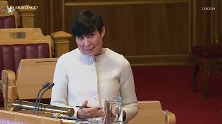 28022024 Spørretime 3 Ine Eriksen Søreide utfordrer Bjørn Arild Gram [upl. by Attirb]