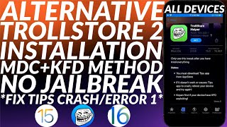 ALTERNATIVE Install Trollstore 2 amp Fix Tips Crash  Fix Error 1  MDCKFD  No Jailbreak  Easy [upl. by Ahders922]