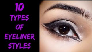 10 Types of EYELINER Techniques  Simple to Creative [upl. by Ailadgim]