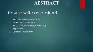 29 Abstract 3 How to write an abstract [upl. by Nerej]