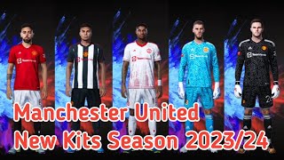 Manchester United New Kits Season 20232024 sider amp cpk version eFootball PES 2021 [upl. by Washburn]