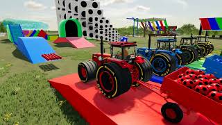 Turbo Tractors Transport Rubber Balls and Brick Walls VS Tractor  Test of New Objects on the farm [upl. by Legnaleugim775]