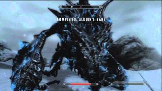 Elder Scrolls V Skyrim  Strategy To Defeat Alduin Alduin vs Paathrurnax Boss Fight [upl. by Tristan]