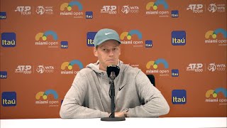 Jannik Sinner Miami Open press conference Alcaraz amp I love our rivalry but we dont talk off court [upl. by Livia]