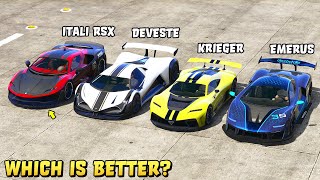 GTA 5  ITALI RSX vs EMERUS vs DEVESTE EIGHT vs KRIEGER  Track test included [upl. by Nosidam]