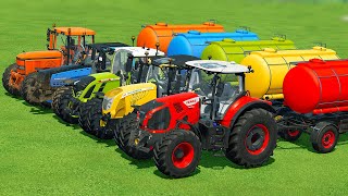 JOHN DEERE vs FENDT vs CLAAS vs VALTRA vs MCCORMICK TRACTORS BATTLE  Farming Simulator 22 [upl. by Ayotal]