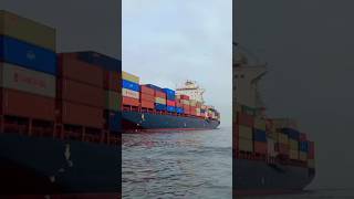 heavy load containers ship passing Port Channel respect sailor hoistthecolors [upl. by Budwig]