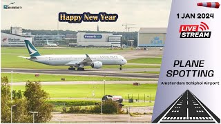 🔴LIVE New Years Day WINDY Arrivals amp Dep at Amsterdam Schiphol Airport  Plane Spotting  2024 [upl. by Weasner]