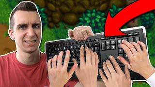 Can 4 People Play Stardew Valley on 1 KEYBOARD [upl. by Hayyikaz]