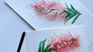 Easy watercolour bottlebrush flower painting [upl. by Manoop]