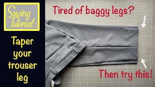 How to taper your Trousers  Trousers alteration  Sewing Tutorial [upl. by Nnylyahs]