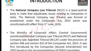 National Company Law Tribunal NCLT Concept Meaning and Functions  Company Law  By MsNeha Garg [upl. by Anaujat]