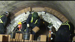 Rotary Kiln Refractory Installation with Bricking Machine [upl. by Reddin]