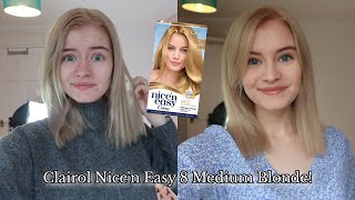 DYEING MY HAIR GOLDEN BLONDE  Clairol Nicen Easy 8 Medium Blonde [upl. by Auqenaj236]