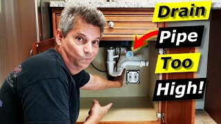 How to Fix Kitchen Sink Drain Pipe Too High For PTrap [upl. by Ynttirb]