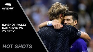 Incredible 53Shot Rally  Novak Djokovic vs Alexander Zverev  2021 US Open [upl. by Norraj871]