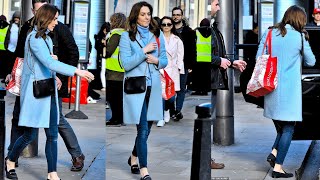 Catherine spotted leaving a bookstore Donning in a chic blue polo neck jumper and an elegantovercoat [upl. by Lemon910]