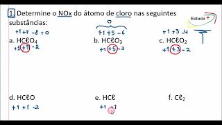 Determine o NOx do átomo de cloro nas seguintes substâncias [upl. by Kafka]