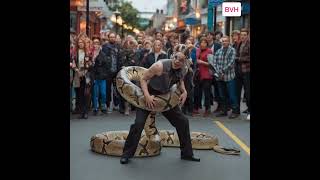 A man performs a snake show in front of a crowd shortvideo viralvideo animals snake snakevideo [upl. by Aztilay]