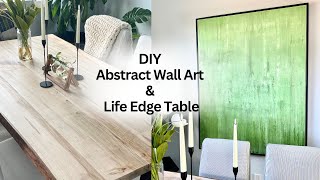 How To Make Large Abstract Canvas Wall Art ampLive Edge Dining Table for a Dining Room Budget Makeover [upl. by Weksler]