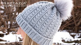 How to CROCHET STAR STITCH HAT  Easy Winter Hat by Naztazia [upl. by Mechling]