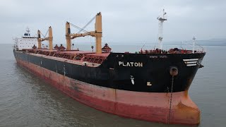 Bulk Carrier Ship PLATON anchored in Blue Anchor Bay Minehead 9th Nov 2024 DJI Air2s amp DJI Mic [upl. by Naoj260]