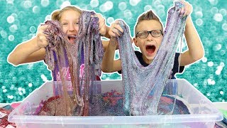 100 Layers of Glitter in Giant Clear Slime [upl. by Billmyre]