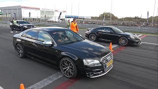 700HP Audi S8 D4 Quattro 40 TFSI V8T with Milltek vs Porsche 991 Turbo S [upl. by Ethelbert572]