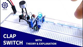 Clap Switch circuit on Breadboard Sound triggered LED  Transistor  555 timer projects [upl. by Nylodnew528]