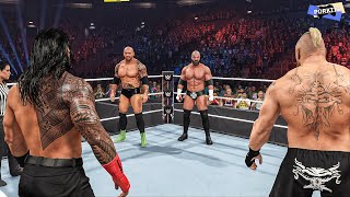 WWE 2K Roman and Brock fight against Batista and Triple H in a Tornado Tag Match [upl. by Uahc]