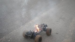 Traxxas Xmaxx CAUGHT ON FIRE [upl. by Ylliw]