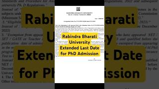 👉Last Date Extended for PhD Admission at RBU shorts phdadmissions rbu [upl. by Ahseiym]