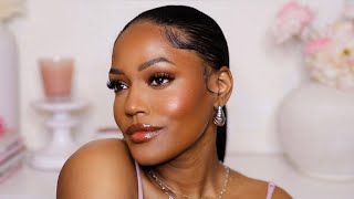 FRESH amp GLOWY SPRING MAKEUP FOR BEGINNERS  BLACK WOMEN [upl. by Fabi]