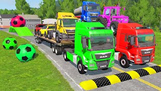 TRANSPORTING PIXAR CARS amp FRUITS WITH COLORED amp JOHN DEERE vs CLAAS vs TRACTORS  BeamNGdrive 962 [upl. by Valry]