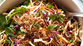 Asian Slaw  Crunchy Asian Cabbage Salad with Sesame Dressing [upl. by Meeks549]