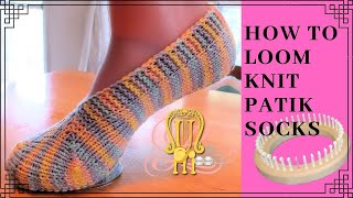 How to Loom Knit Patik Socks Modular Ballet Socks [upl. by Ariet87]