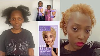 Dying 4c natural hair blonde NO BLEACH Dark and lovely fade resist colour 384 [upl. by Buyse]