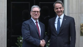 Greek PM Mitsotakis welcomed by Keir Starmer at 10 Downing Street  AFP [upl. by Kat332]