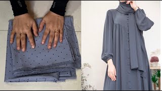 Pleated Abaya Cutting And Stitching Front open abaya cutting Part 1 [upl. by Berwick]