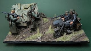 Tamiya 135 BMW Motorcycle R75 Diorama [upl. by Oidacra]