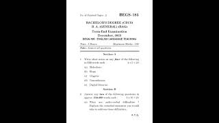 BEGS  185 December 2023 Question Paper [upl. by Cummins]